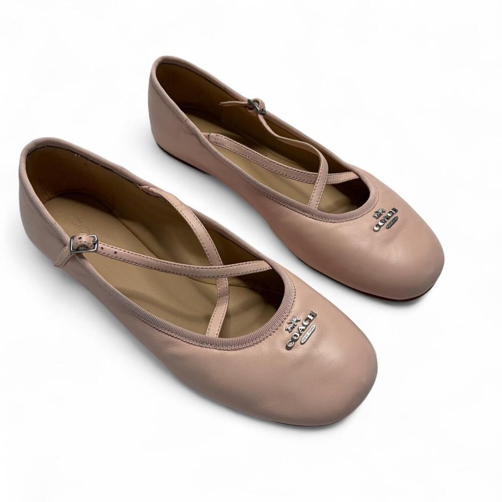 Y2K Coach ballet flats in light baby pink leather with classic design size 9.5 - Picture 4 of 8